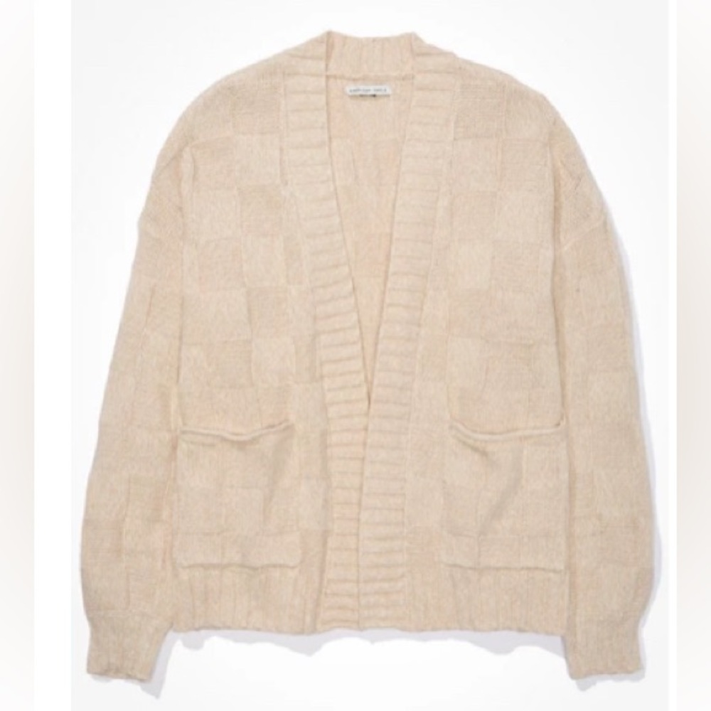 American Eagle Checkered Knit Cardigan